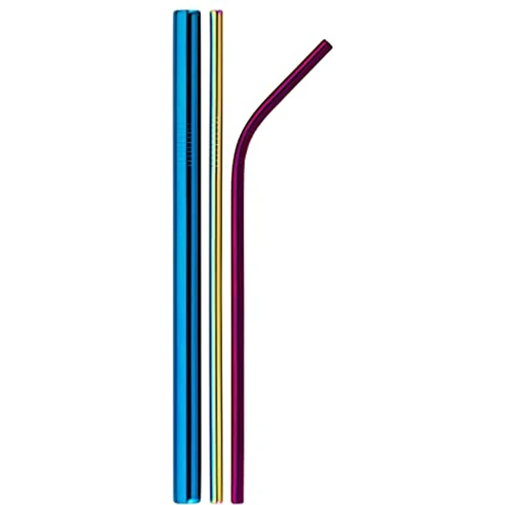 Chali® Edelstahl Strohhalme 12er Set (8x ø6mm, 4x ø12mm), bunte Trinkhalme wiederverwendbar 21,5cm lang spülmaschinengeeignet inkl. 2x Reinigungsbürsten – Bild 2