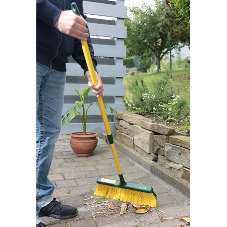 Steuber GmbH florasun Krallenbesen mit Teleskopstiel, 40 cm Breite, Stiellänge ausgefahren 1,4m, langer Kehrbesen mit gebogenen Borsten, verstellbarer Outdoorbesen – Bild 6