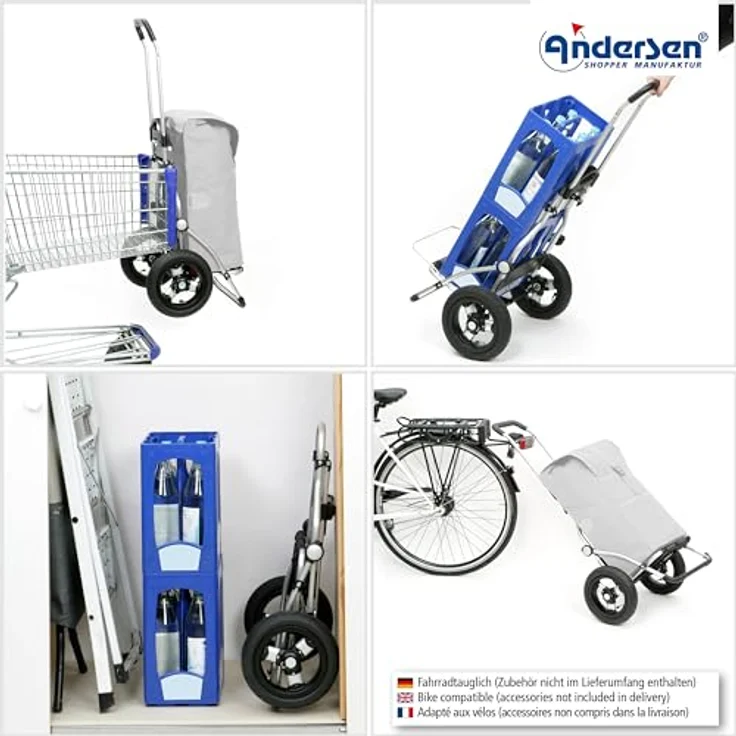 ANDERSEN Einkaufstrolley - Royal Shopper Oli.P 2.0 blau 50 L Einkaufswagen, hochwertig, Shopping, Thermo, Aluminium, klappbar, luftbereiftes Kugellagerrad – Bild 4