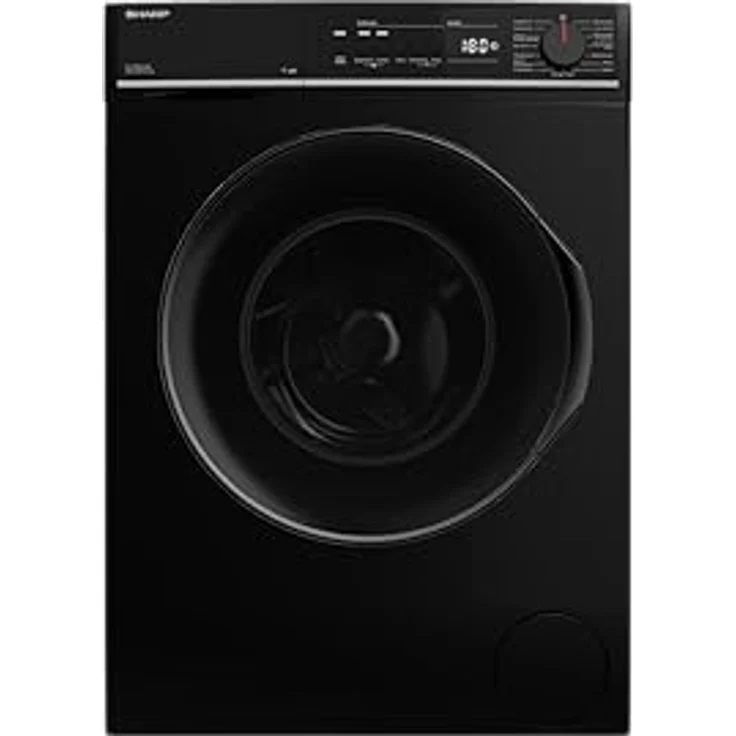 SHARP ES-PRO814BA-DE Waschmaschine Frontlader, 8kg, 1400U/min, Smarte Bedienung durch Veezy App, Dampffunktion, Inverter, 15 Programme, AquaStop, Schwarz – Bild 1