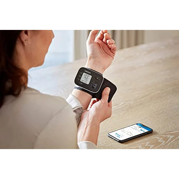 OMRON RS3 Intelli IT Handgelenk-Blutdruckmessgerät, klinisch validiert, mit kostenloser Smartphone App für iOS/Android, 13,5 – 21,5 cm Manschette, Manschettensitzkontrolle und 30 Speicherplätzen – Bild 3