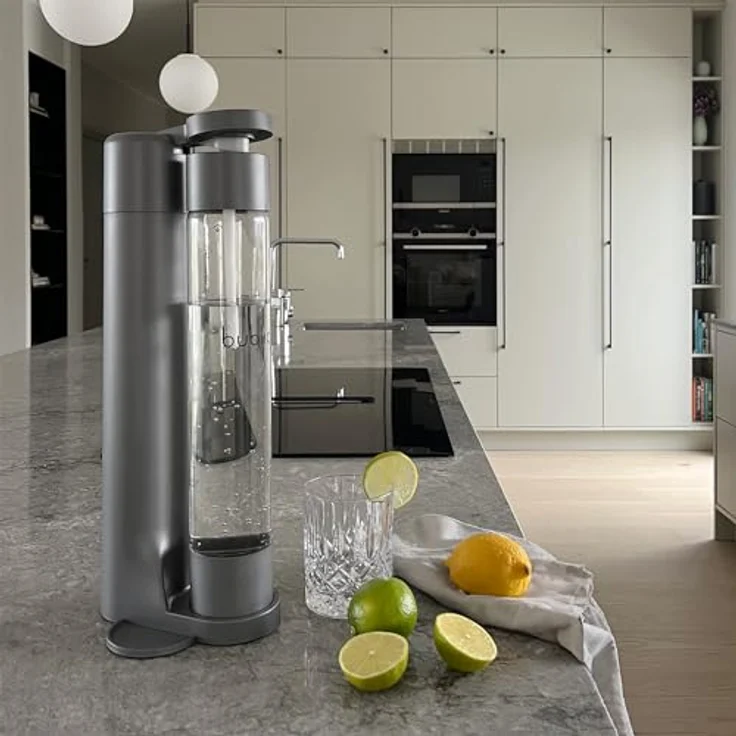 bubliq Wassersprudler, Matt grau, mit 1 l Flasche, minimalistisches Design, sparkle anything – Bild 4