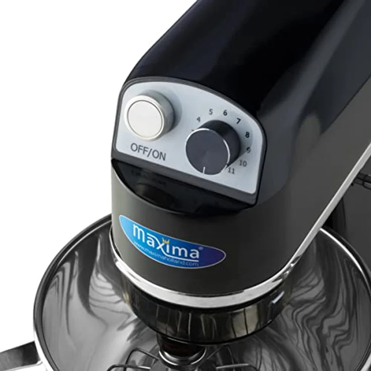 Maxima Planetenmixer 7 l, Küchenmaschine mit Edelstahl-Rührschüssel, 11 Geschwindigkeiten, schwarz, für bis zu 2 kg Teig – Bild 5