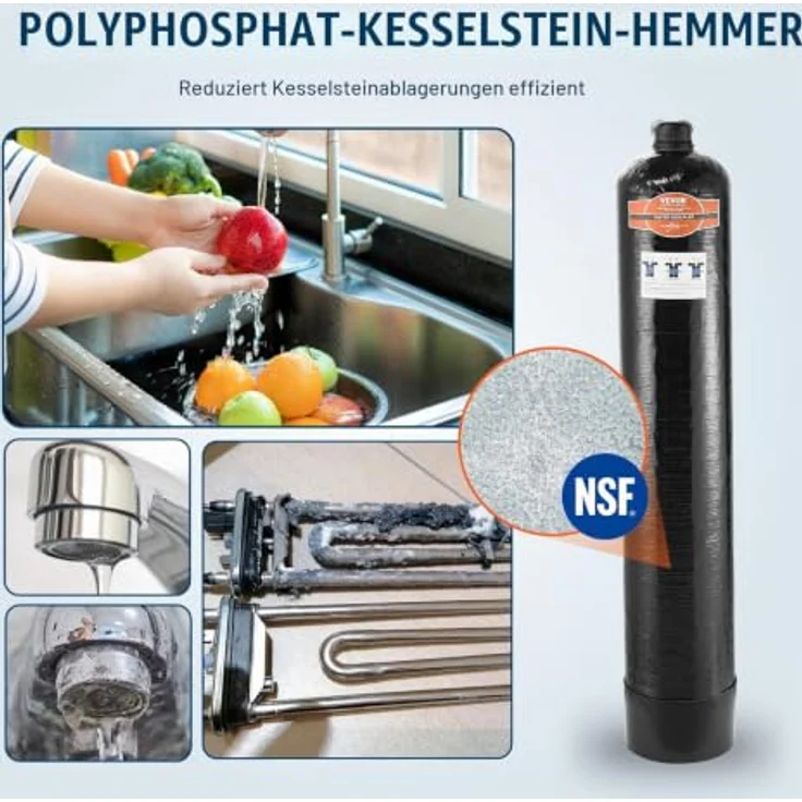 VEVOR Salzfreier Entkalker Wasserfilter, 4200 t für Leitungswasser, wartungsfrei, für 5-8 Köpfe, kompatibel mit 1 Zoll und 3/4 Zoll BSPT – Bild 4