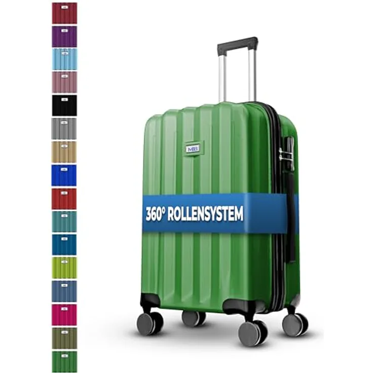 MY TRAVEL BAG Hartschalen-Koffer Trolley ABS Reisekoffer 4 Zwillingsrollen (Handgepäck-Mittel-Groß-Set) + 5cm Dehnungsfuge (Nadelwaldgrün, Großer Koffer (75cm))