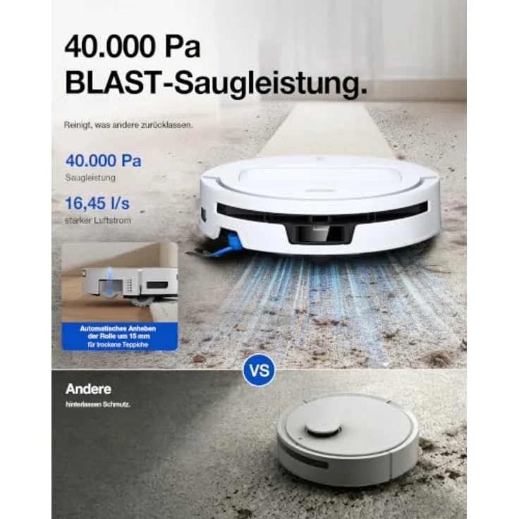 ECOVACS T90 MAX PRO OMNI EU WHITE, Saug- und Wischroboter mit 3.800 Pa Saugkraft, selbstreinigendem Rollenmopp und 100°C-Heißwasser-Waschen – Bild 4