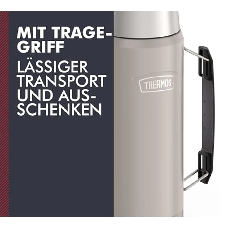 Thermos THERMOS ICON BEVERAGE BOTTLE 1,20l, beige/sandstone mat, Isolierflasche mit Trinkbecher, 24 h heiß/24 h kalt, spülmaschinenfest, absolut dicht, BPA-frei – Bild 4