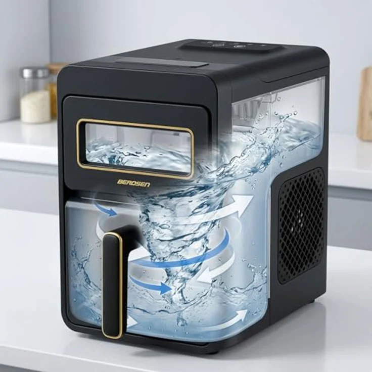 Berdsen BD-421 Eiswürfelbereiter, 1,1 l/12 kg, Schwarz, 9 Eiswürfel in 6-8 Minuten, automatische Selbstreinigung, zwei Eiswürfelgrößen – Bild 5