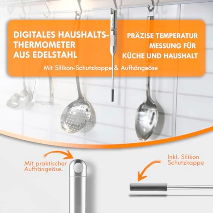 ProfiCook PC-DHT 1039 Digitales Haushaltsthermometer mit LCD-Display, Temperaturbereich: -45°C - 200°C, Edelstahl – Bild 4