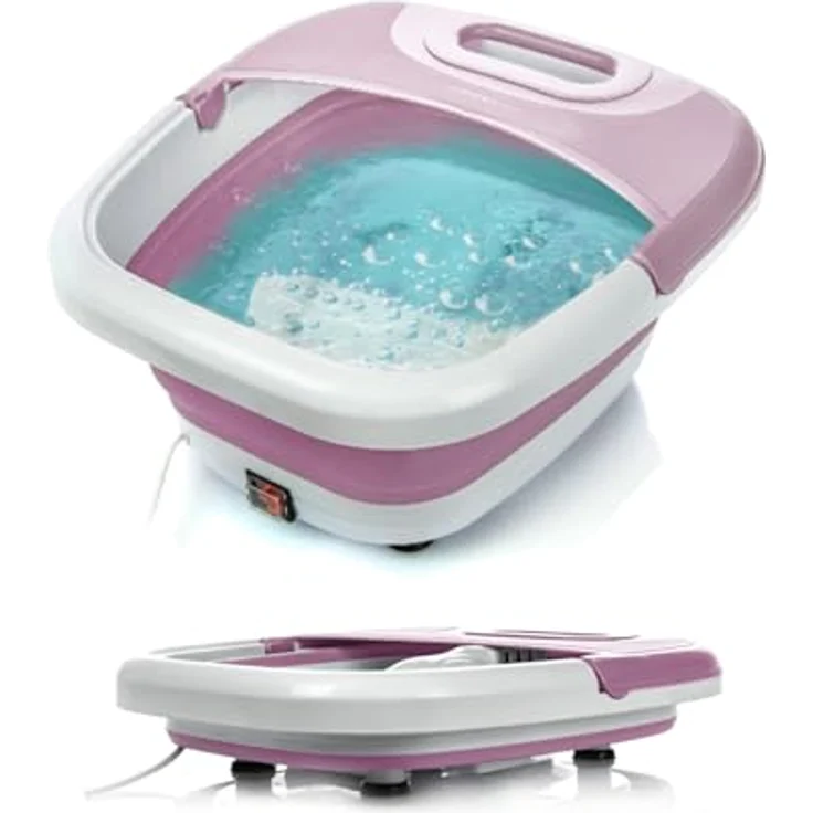 TZS First Austria Klappbares Fußsprudelbad mit Heizung | Pink | Vibration & Sprudelfunktion | Fuß-Massage-Gerät | Fußbadewanne | max. 45°C | Pediküre – Bild 1