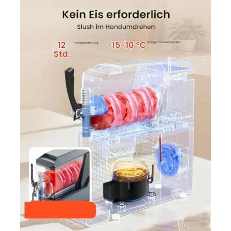 VEVOR Slush Maschine 4 L, Elektrische Margarita-Maschine mit 350 W und Selbstreinigungsfunktion für Frozen Margaritas, Frappés und Milchshakes – Bild 3