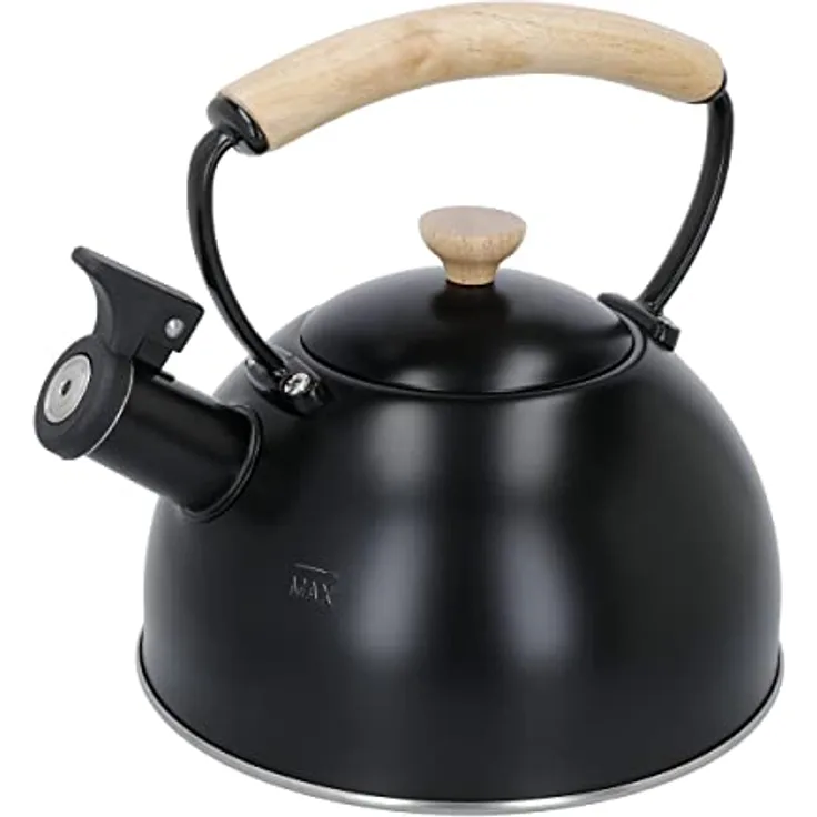 La Cafetière LCWHKETBLK Flötenkessel mit Holzgriff, 2,5 l, Edelstahl