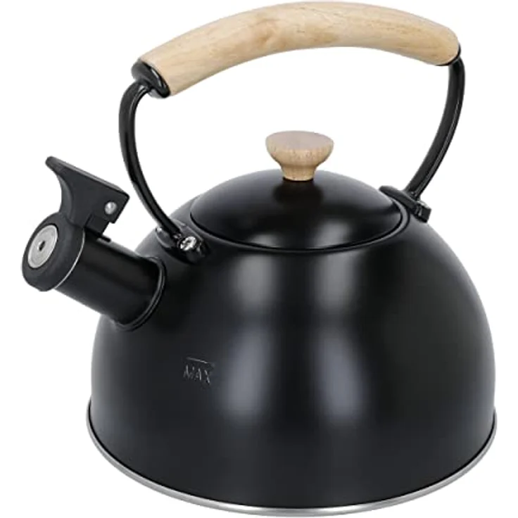 La Cafetière LCWHKETBLK Flötenkessel mit Holzgriff, 2,5 l, Edelstahl – Bild 1