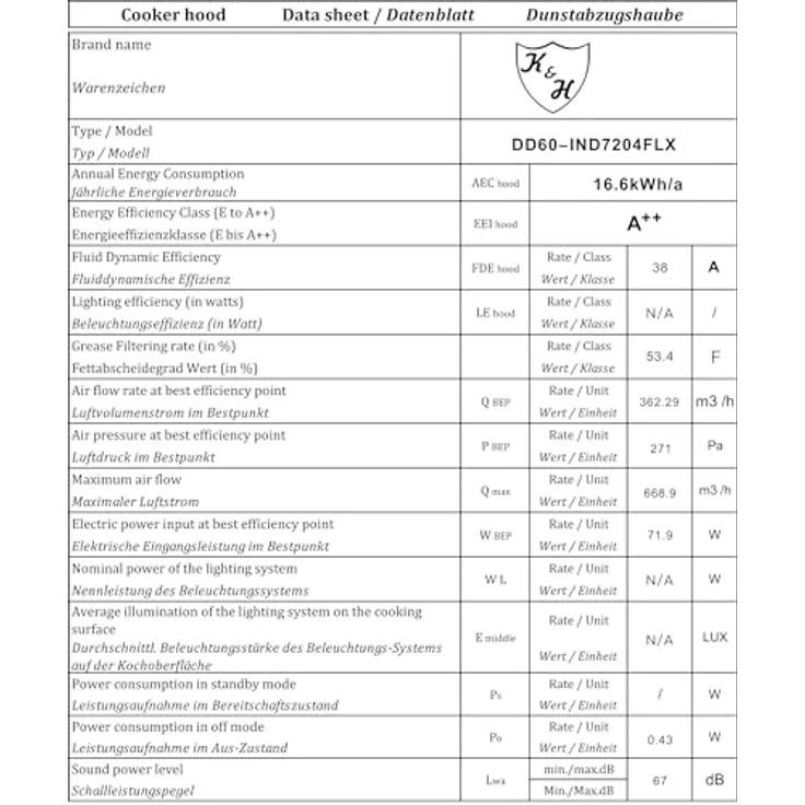 K&H DD60-IN7204FLX, Induktions-Kochfeld mit Dunstabzug, 9 Leistungsstufen, Booster, Slider Touch-Control, 2x FLEX Kochzone, 7200W – Bild 6