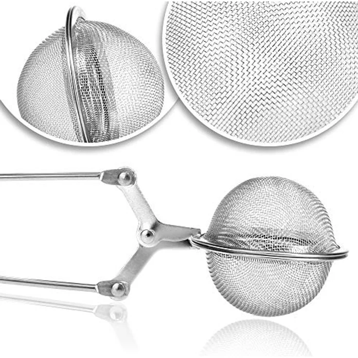 com-four® 2x Teezangen, Teeei in Kugelform aus rostfreiem Edelstahl 304, geschmacksneutral und spülmaschinengeeignet, Ø 5.5 cm, silberfarben – Bild 5