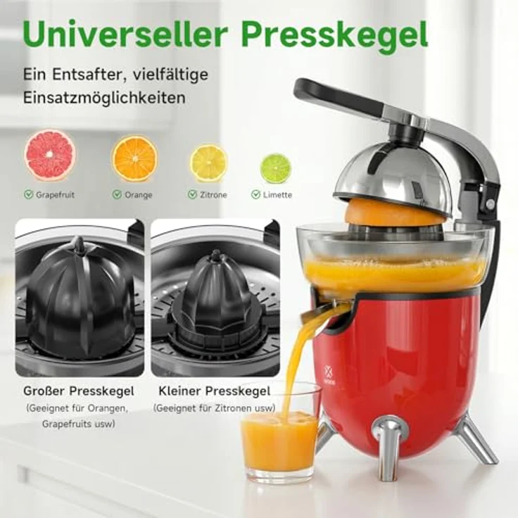 WOOX MX0217, Elektrische Tomatensaftpresse mit 100W Motor, grau und rot, ABS und Edelstahl, spülmaschinengeeignet – Bild 5