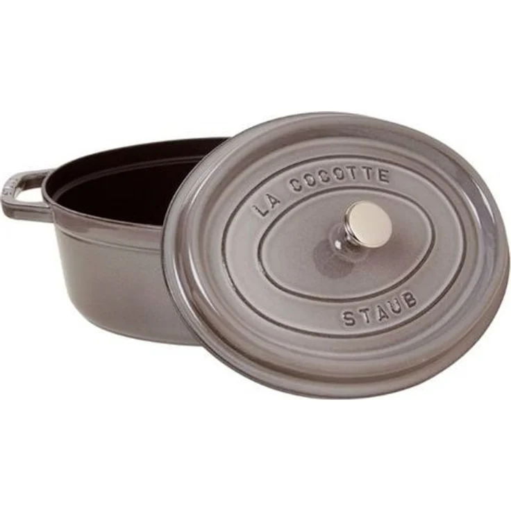 Staub 1102318 Cocotte-Bräter, oval mit Deckel 23 cm, 2,35 L, mit mattschwarzer lierung im Inneren des Topfes, graphitgrau – Bild 3