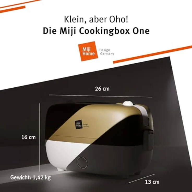 Miji Cookingbox One - Mobile elektronische Kochbox - das kleinste ''to go'' Kochgerät der Welt, Orange-White – Bild 5