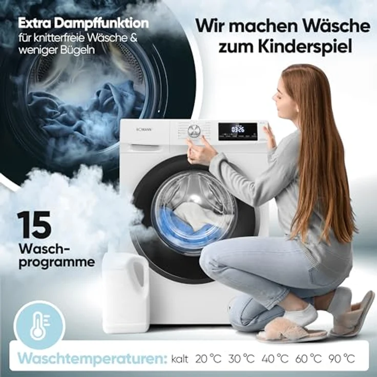 "BOMANN Waschtrockner WAT 7186, 2in1-Lösung für Waschen und Trocknen, 8kg/5kg, Edelstahl-Trommel, 1400 U/Min." – Bild 4