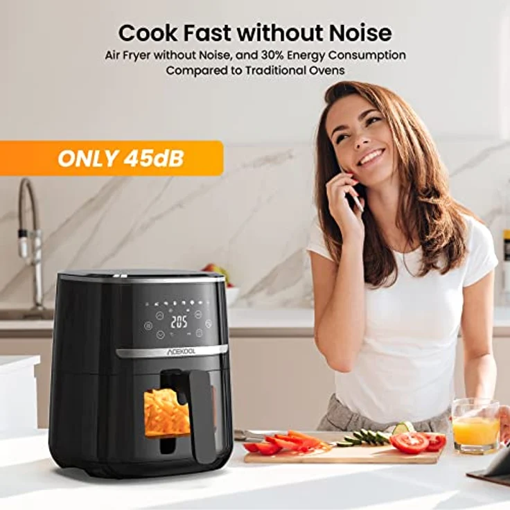 Heißluftfritteuse 5QT XXL Friteuse Heissluft Fritteusen Air Fryer mit Silicon Liner, 8 Presets Geräuscharme Air Fryers mit Sichtfenster Acekool – Bild 2