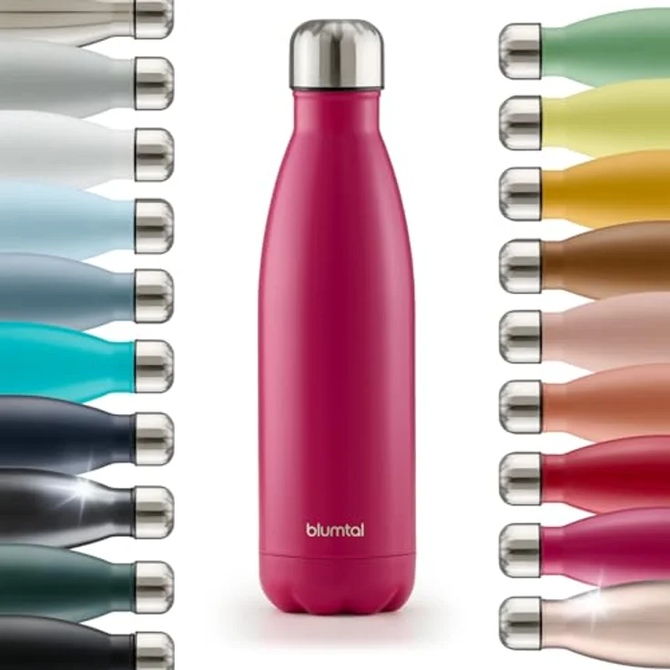 Blumtal® Edelstahl Trinkflasche Charles - Thermosflasche 750 ml - BPA-frei, doppelwandige Isolierung, auslaufsicher, Berry - Pink – Bild 1