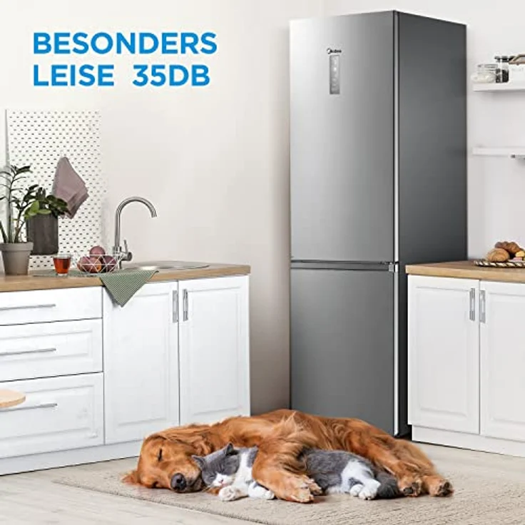 Midea MDRB521MGB02 Kühl-/Gefrierkombination/NoFrost/Inverter Kompressor/Metal Cooling/Niedrigtemperaturzone/180° Verstellbare Gefrierfach-Schublade/201 cm hoch/256 L Kühlteil/122 L Gefrierteil – Bild 3