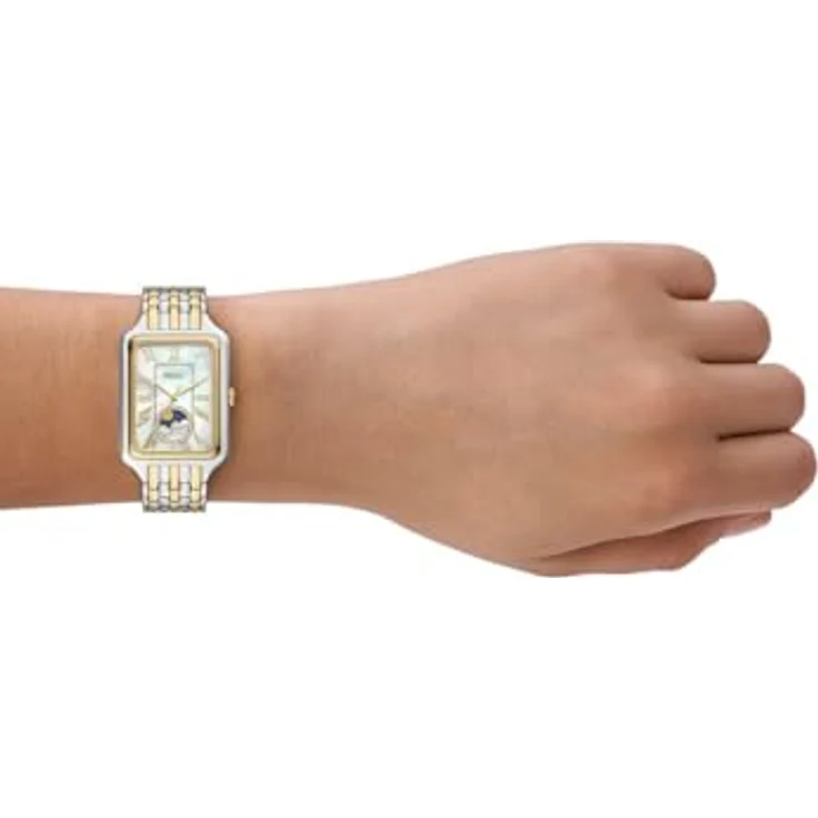 Fossil Damen Analog Quarz Uhr mit Edelstahl Armband ES5399, weißes Perlmuttzifferblatt, wasserdicht 50 m – Bild 5