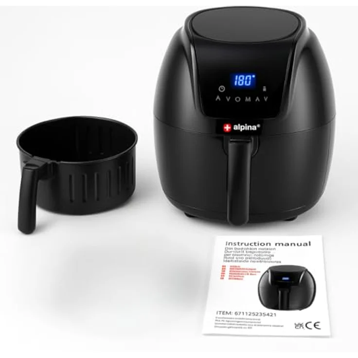 alpina Heißluftfritteuse - 5 Liter - 230V - Airfryer - Digitaler Touchscreen - Huhn, Gemüse, Brot, Muffin - 7-8 Personen – Bild 10