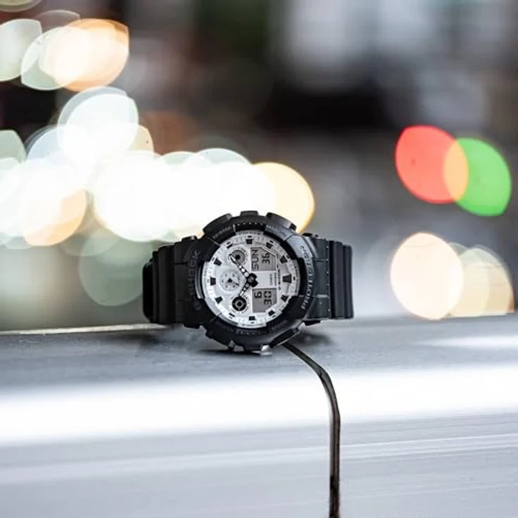 Casio GA-100WD-1AER, G-SHOCK Armbanduhr mit analogen und digitalen Funktionen, schwarz-weiß, 50 mm Gehäuse, wasserdicht bis 3 bars, mit Stoppuhr und Alarm – Bild 5
