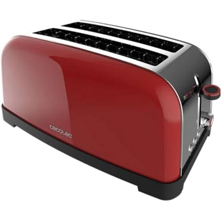 Cecotec Vertikaler Toaster Toastin' time 1500 Red Lite, 1500W Leistung, Kapazität für 4 Toasts, langer doppelter Schlitz, 3,8 cm breit, 7 Röststufen – Bild 2
