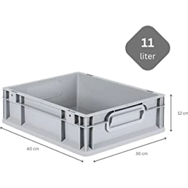 PROREGAL SuperSparSet 16x Eurobox NextGen Grip, 11 L, langlebige Transportbox mit Scharnierdeckel und schwarzen Schiebeschnappverschlüssen, grau, HxBxT 12x30x40cm – Bild 3