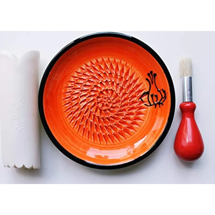 JOSKO Produkte 2739 Knoblauch, rot Reibeteller Set, Keramik, orange
