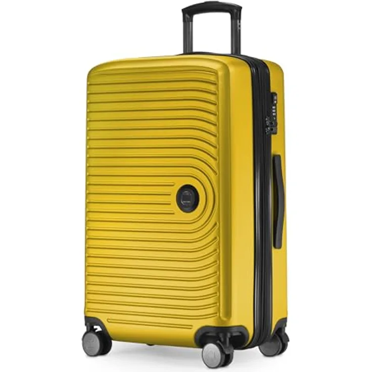 Hauptstadtkoffer Mitte - Mittelgroßer Hartschalenkoffer, TSA, 4 Rollen, 68 cm, 88 L, Gelb, Volumenerweiterung um 8 cm
