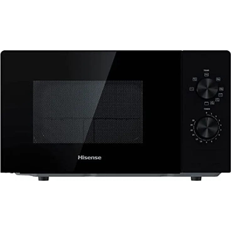 Hisense H20MOBP1G Mikrowelle mit Grill, Fassungsvermögen 20 l, 700 W Leistung, 900 W Grill, 5 Stufen, Timer 30 Min, Auftaumodus, Griff, Schwarz