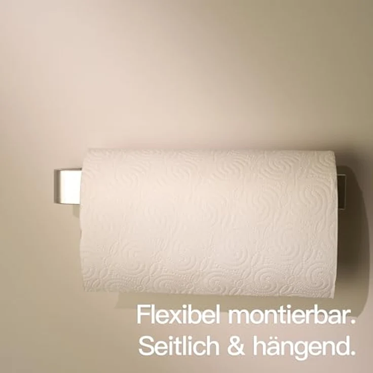 Designfabrik Hamburg Küchenrollenhalter DFHH KRH, Aluminium Vollmaterial, ohne Bohren, abrutschsicher, schwarz – Bild 2