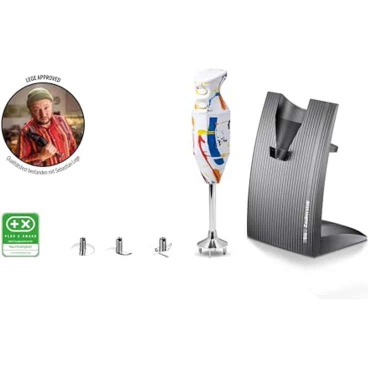 ESGE Zauberstab 91001 Design Edition Color-Art, Stabmixer mit 200W AC-Motor, 2-stufig, 17.000 U/min, Zubehörset inklusive Stativ und Multimesser, Made in Switzerland – Bild 2