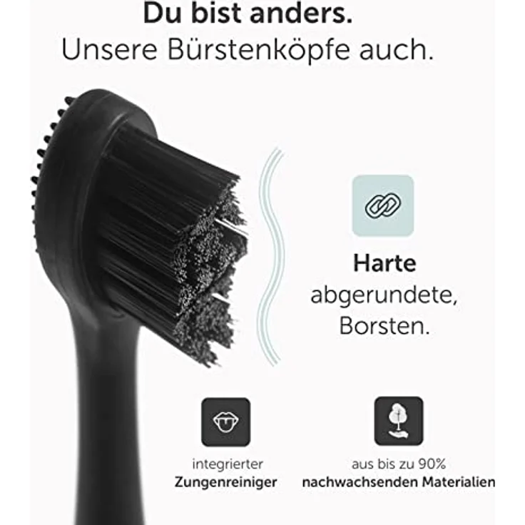 Wondersmile Ersatzbürsten Schallzahnbürste (Hard, Ultimate Black, 4er Pack) - Bürstenköpfe für Wondersmile Schallzahnbürste – Bild 2