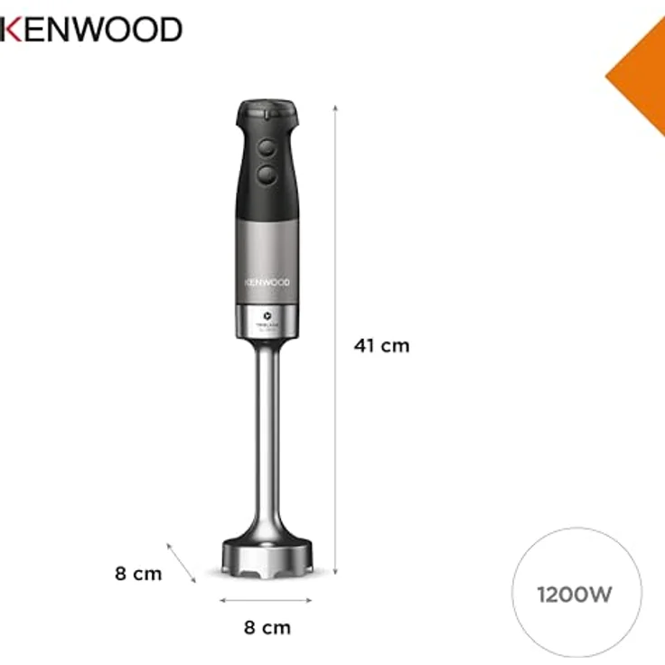 Kenwood Triblade XL Pro Stabmixer HBM80.322BK, 1200W, variable Geschwindigkeiten, Edelstahl Pürierfuß, umfangreiches Zubehörset mit 700 & 250 ml Bechern, 500 ml Zerkleinerer, Schneebesen und Emulgieraufsatz, spülmaschinenfeste Teile – Bild 5