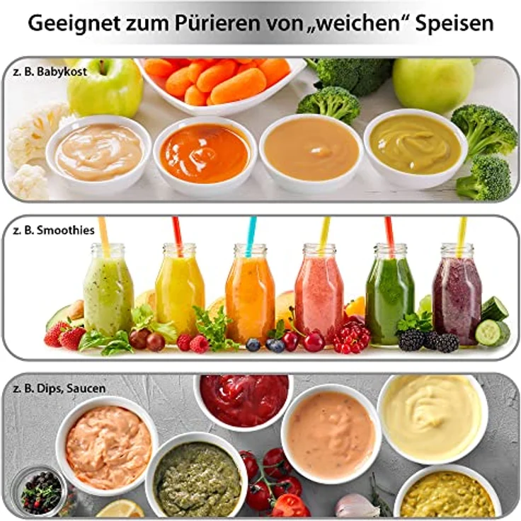 Clatronic Stabmixer/Pürierstab/Blender/Stab-Mixer/Stick/Mixstab SM 3577; Edelstahl-Schlagmesser; für Smoothie, Kürbispüree, Babybrei, Milchshake; mit Mixbehälter (500 ml); 180 Watt; weiß – Bild 5