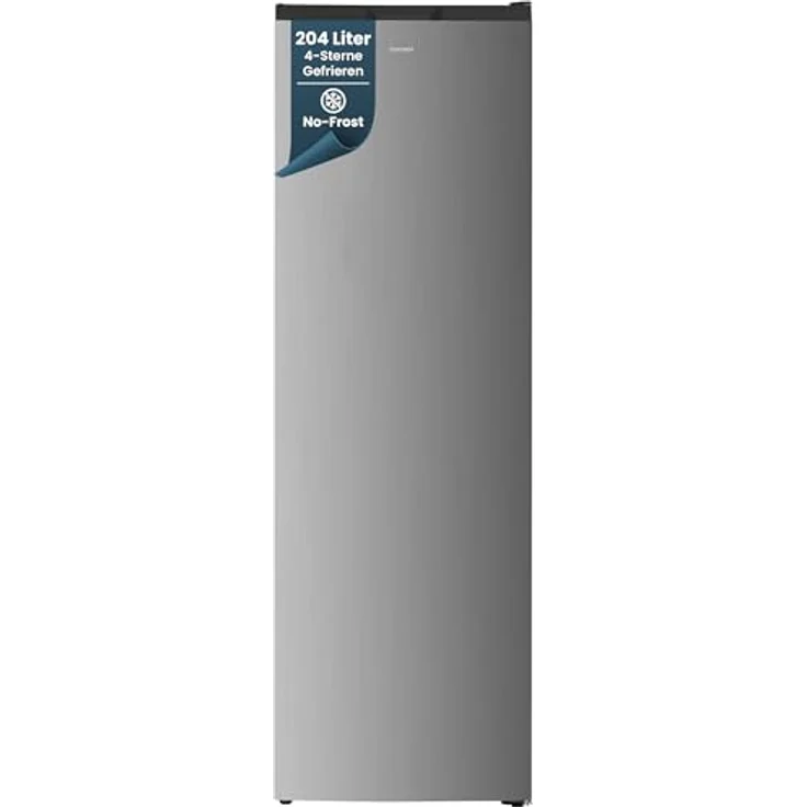 homeX Gefrierschrank FSN2041E-S, No Frost, 204L Nutzinhalt, 4-Sterne Gefrieren, Super-Frost-Funktion, silber – Bild 1