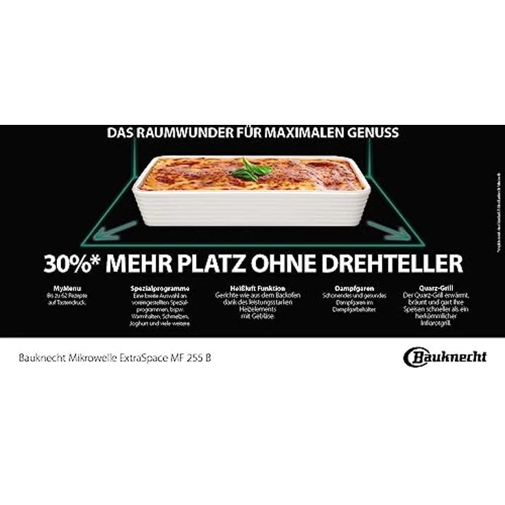 Mikrowelle MF 255 B/Extra Space: Kombi Ohne Drehteller/My Menu/Spezialprogramme/Dampf-Funktion/Dampfgaren incl. Behälter/Heißluft/Quarz Grill/Auto Clean/Autom/Rezepte/25 L – Bild 5