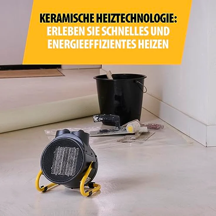 Tristar KA-5060 Elektroheizung (Keramik) - 3 einstellbare Leistungsstufen-2000 Watt, 2000 W, Schwarz, Gelb, Heizstrahler – Bild 7