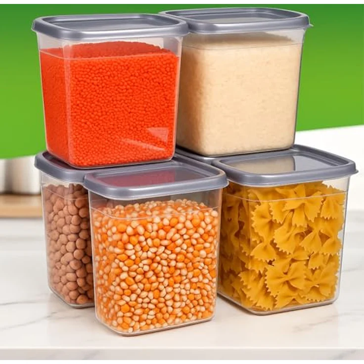 Jungengel Vorratsdosen Set 6-teilig, jeweils 2 Liter, BPA-frei, stapelbar, luftdicht und mikrowellengeeignet, transparent mit Deckel – Bild 2