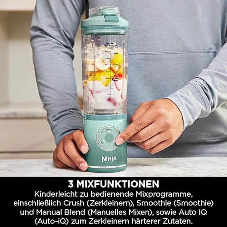 Ninja Blast Max BC251EUMT, Kabelloser Standmixer mit 570 ml Glasgefäß und Auto-iQ Technologie, poliert – Bild 4