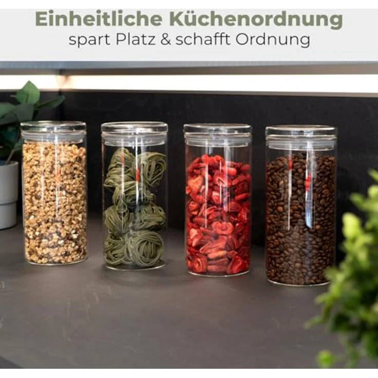 Classbach® Vorratsdosen 4er Set, luftdicht mit Deckel, 1300 ml, BPA frei, inkl. Aufkleber und Stift, ideal für Küche und Bad, C-VD 4028 – Bild 3