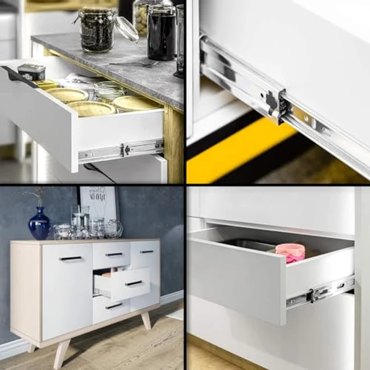 MS Beschläge Teleskopauszug 300mm Schubladenauszug Kugelauszug, verzinkt, 15kg Traglast, mit Entriegelungsfunktion, 27mm Höhe – Bild 5
