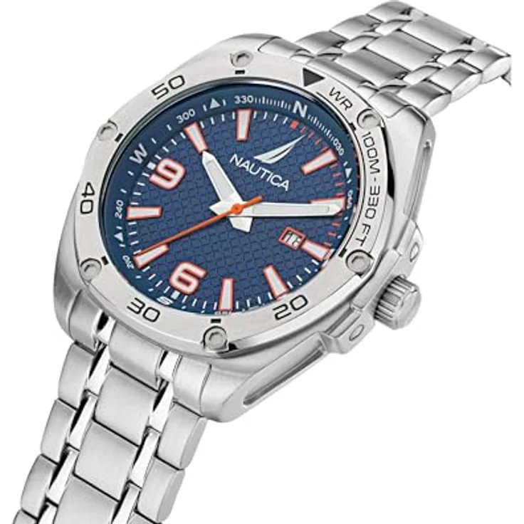 Nautica Tin Can Bay Herrenuhr NAPTCF203, Silber, 43 mm, Blaues Zifferblatt, Wasserdicht bis 100 m – Bild 2
