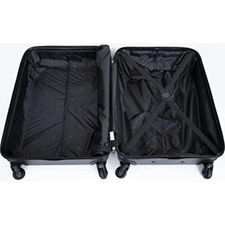 Travelhouse Bali 3tlg. Kofferset ABS Hartschalen Koffer M-L-XL Gel-Griffe 4 Rollen TSA Schloss Standfüße Trolley Rollkoffer Reisekoffer schwarz – Bild 3