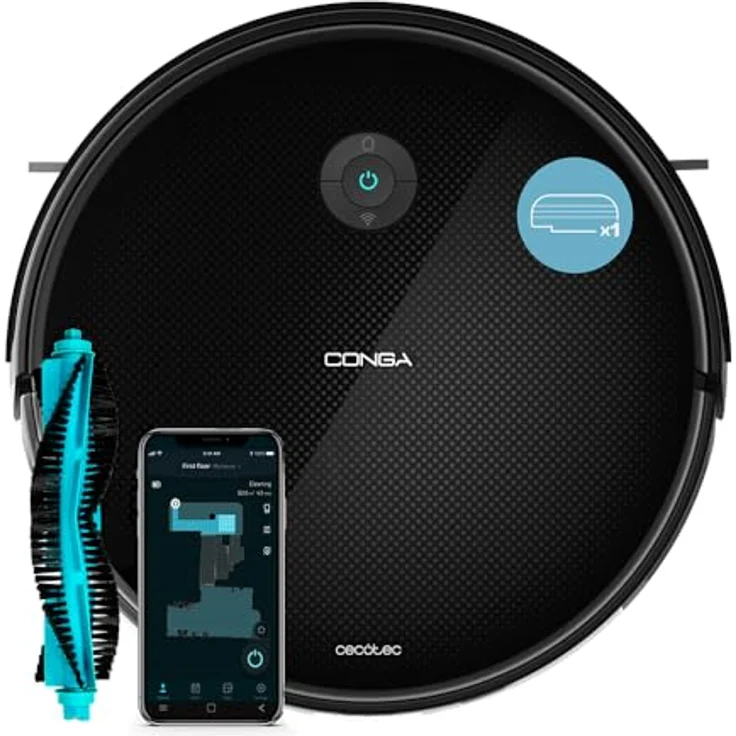 Cecotec Robot-Staubsauger Conga 2499 Ultra Genesis mit Gyroskop-Technologie. Wischt, saugt und kehrt gleichzeitig, 2200 Pa, App, Multifunktionsbürste, Mischbehälter, 3 L, WiFi und Bluetooth. – Bild 1