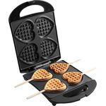 Bestron Waffeleisen für Herzwaffeln am Stiel, Waffelmaker mit Antihaftbeschichtung für Herzform-Waffeln, Herzwaffeleisen ideal für Kindergeburtstage, Ostern & Weihnachten, Farbe: Schwarz